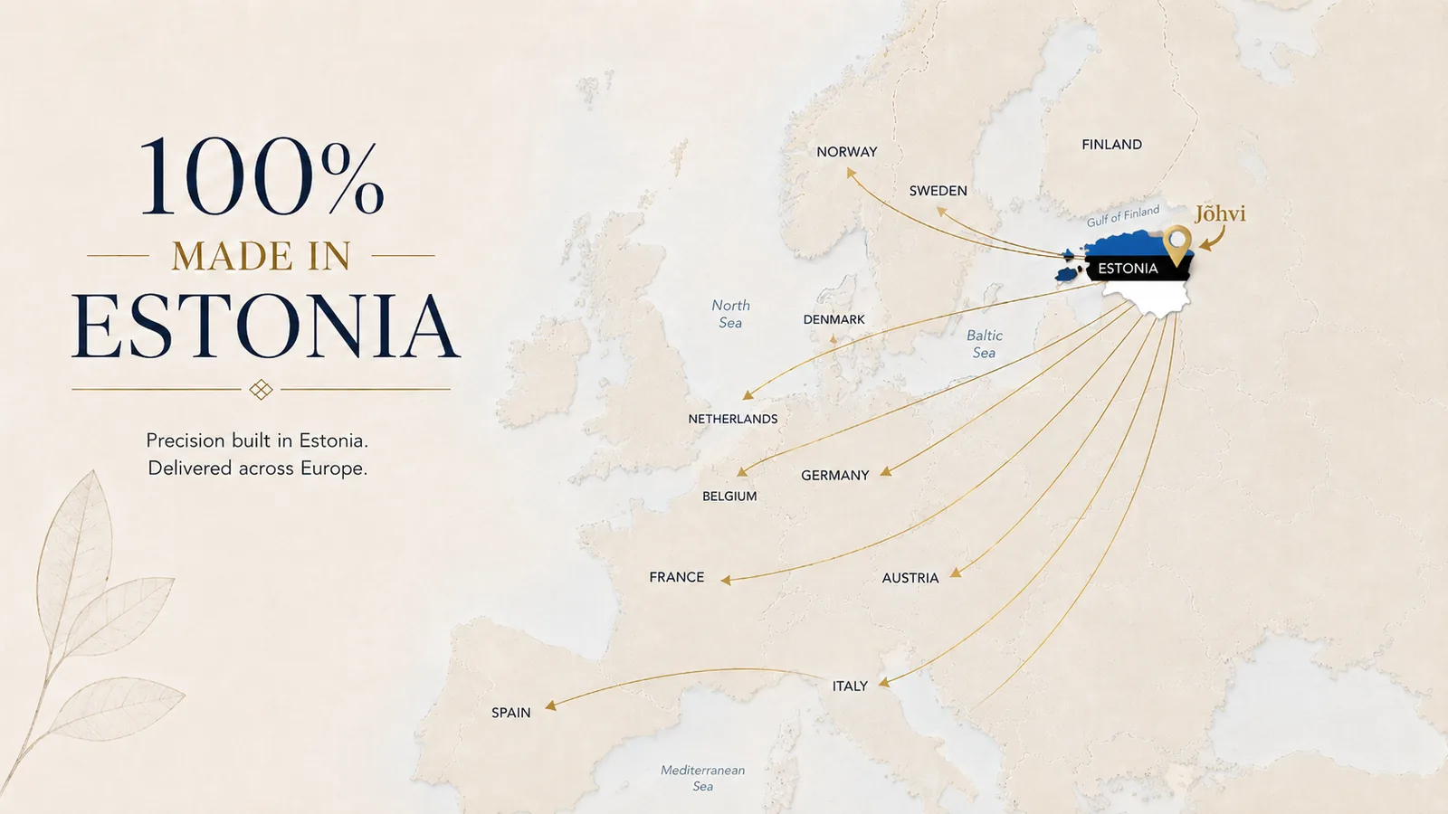 Eesti tootmise ja Euroopa tarne suuna illustratsioon